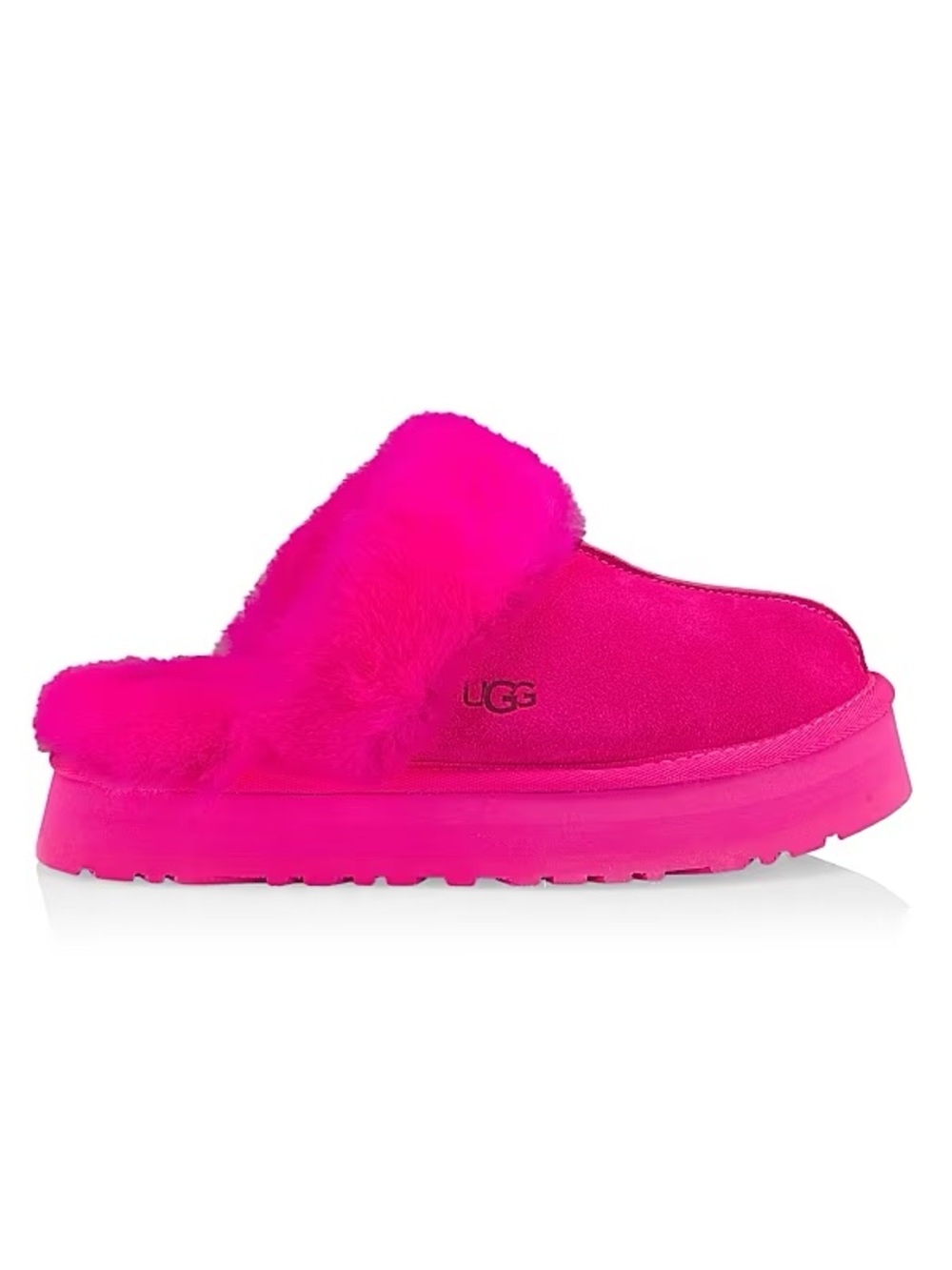 UGG Women's Neon Pink Shearling Slide